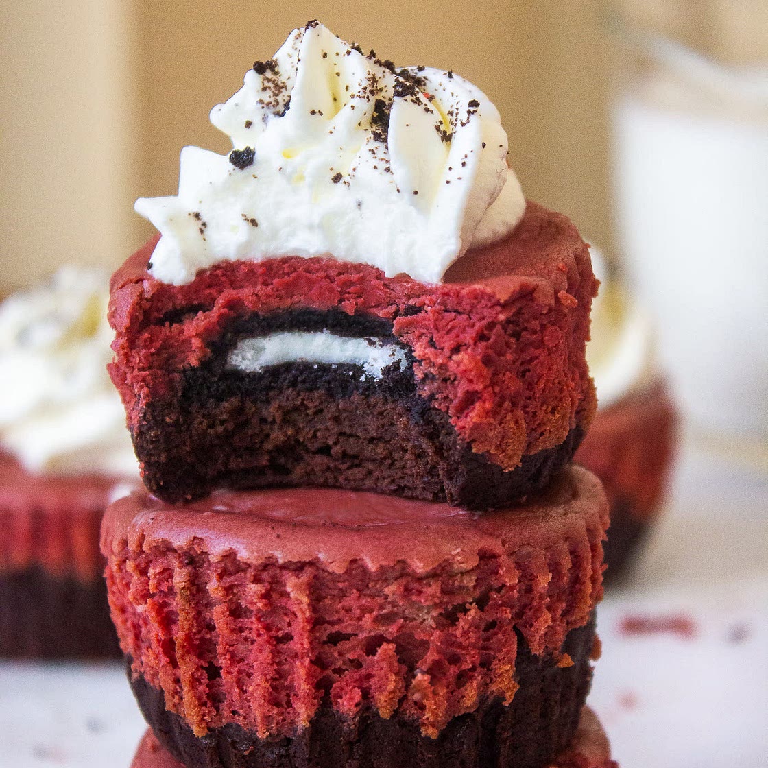 Mini Red Velvet Oreo Cheesecakes