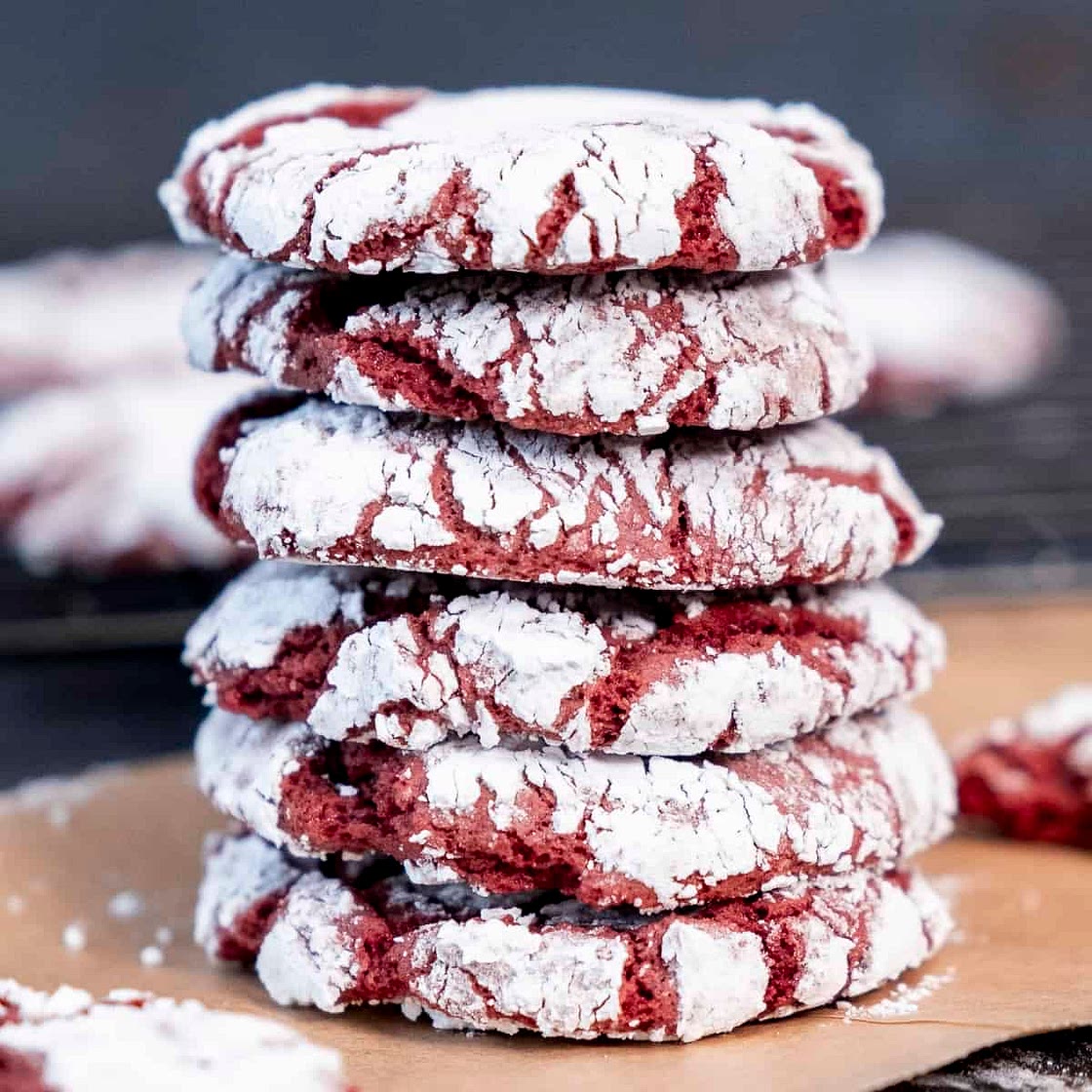 Red velvet crinkle cookies