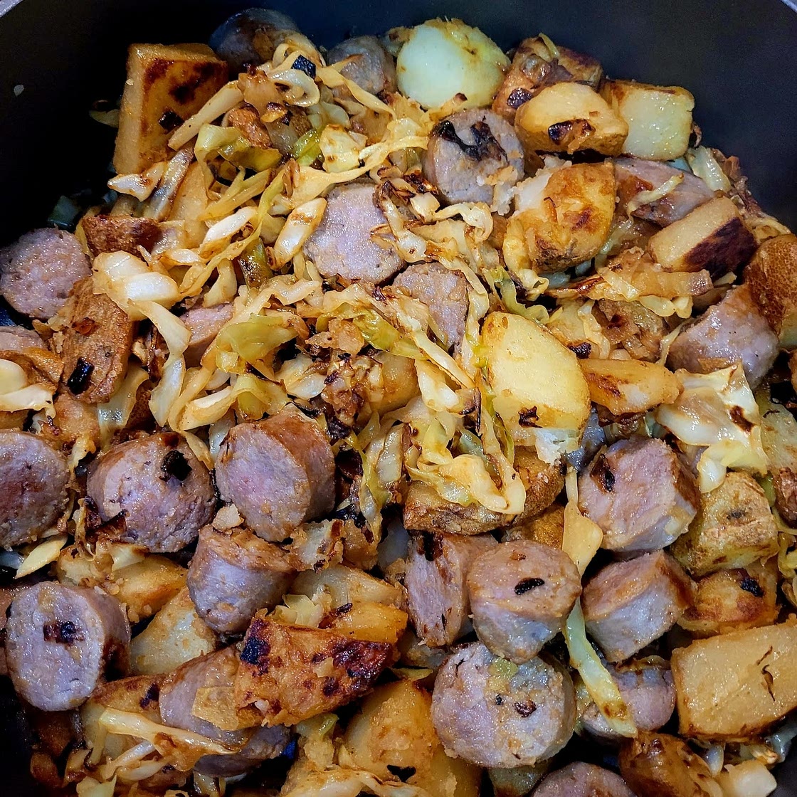 Sweet Mustard Brats and Cabbage