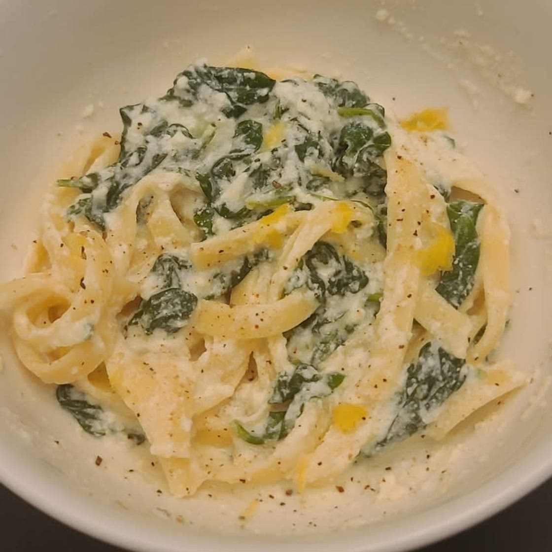 Lemon ricotta pasta & spinach