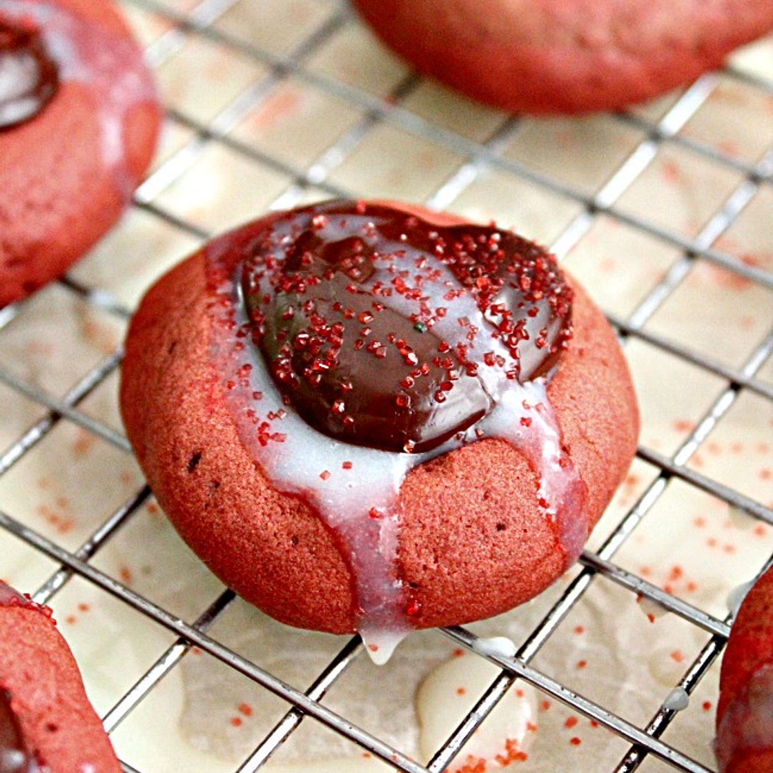 Red Velvet Thumbprint Cookies