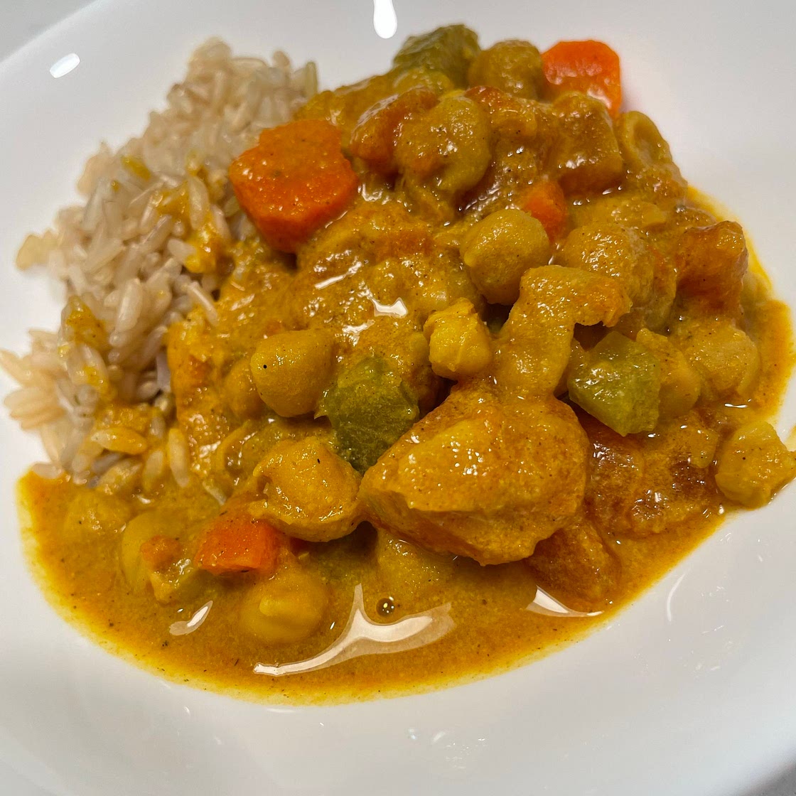 Curry Chickpeas & Brown Rice, Vegan