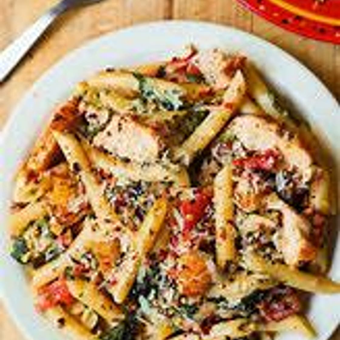 Penne Pasta with Spinach and Bacon