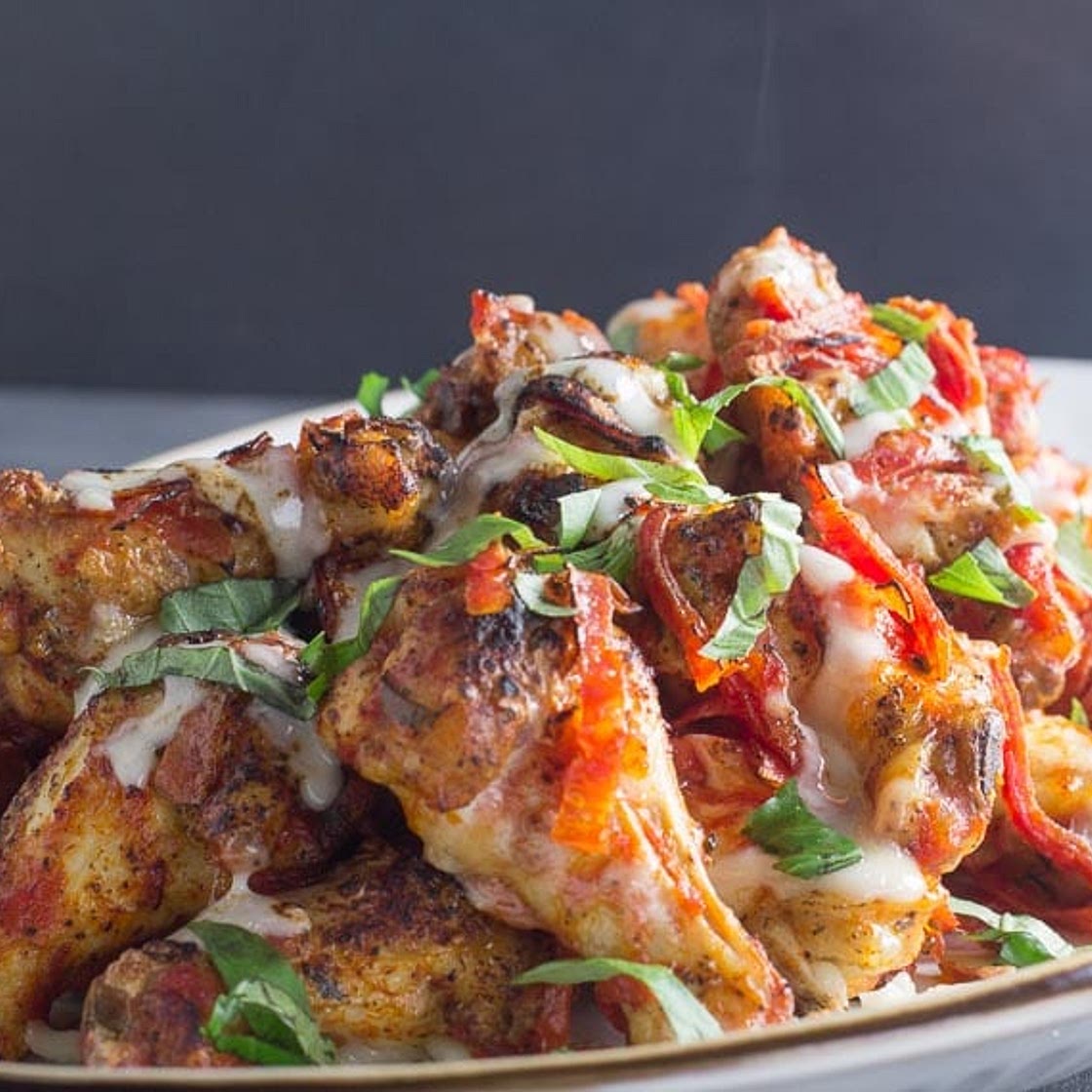 Low FODMAP Pizza Chicken Wings with Pepperoni