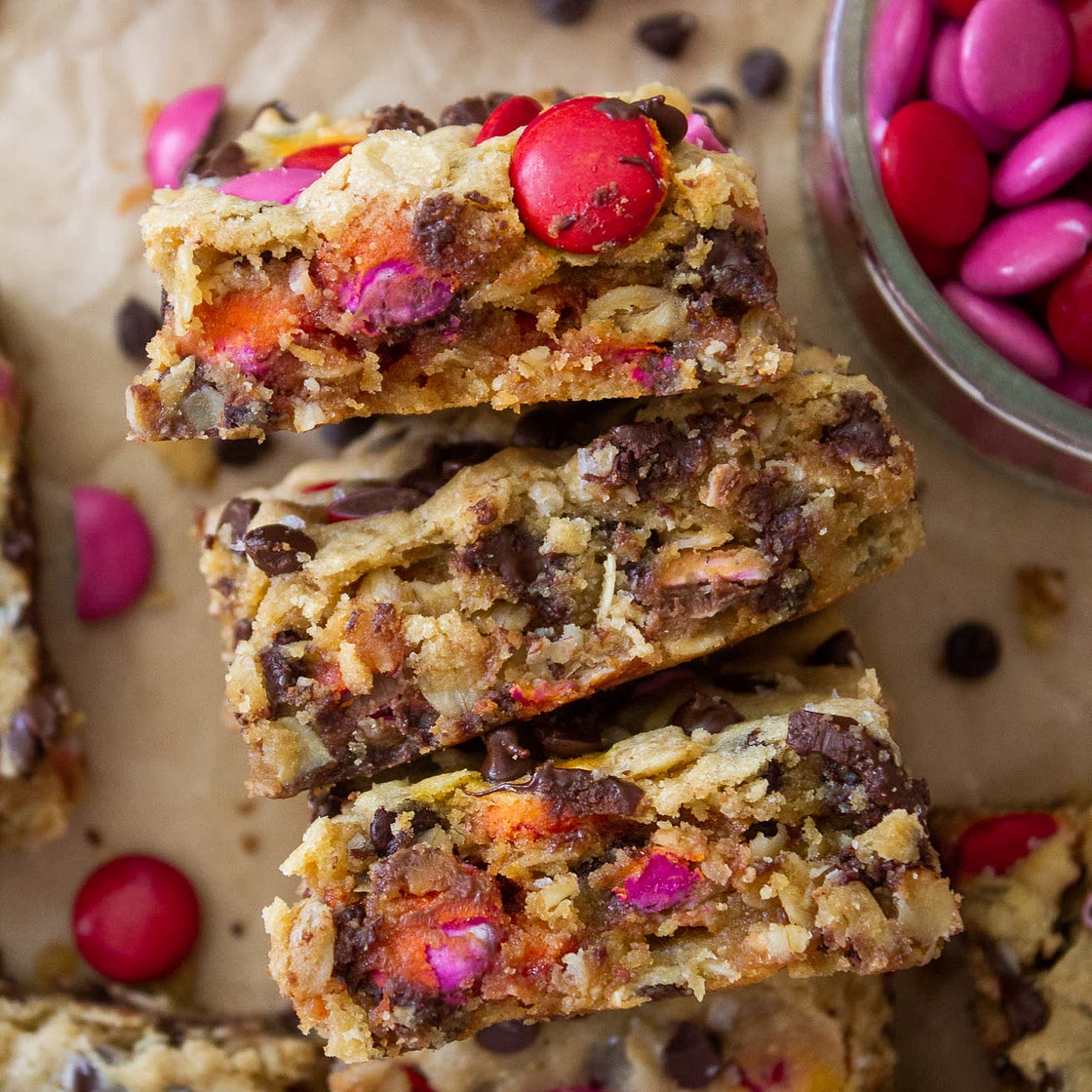 Valentine's Day Monster Cookie Bars