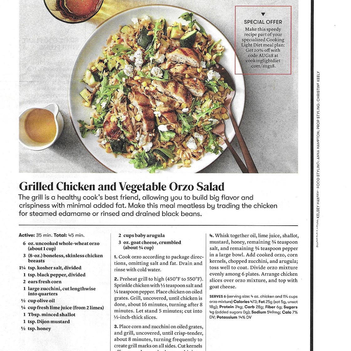 Grilled Chicken and Vegetable Orzo Salad