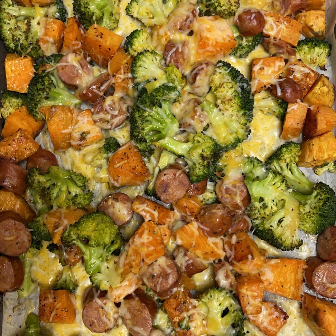 Chicken Sausage & Veggies One Tray Meal  