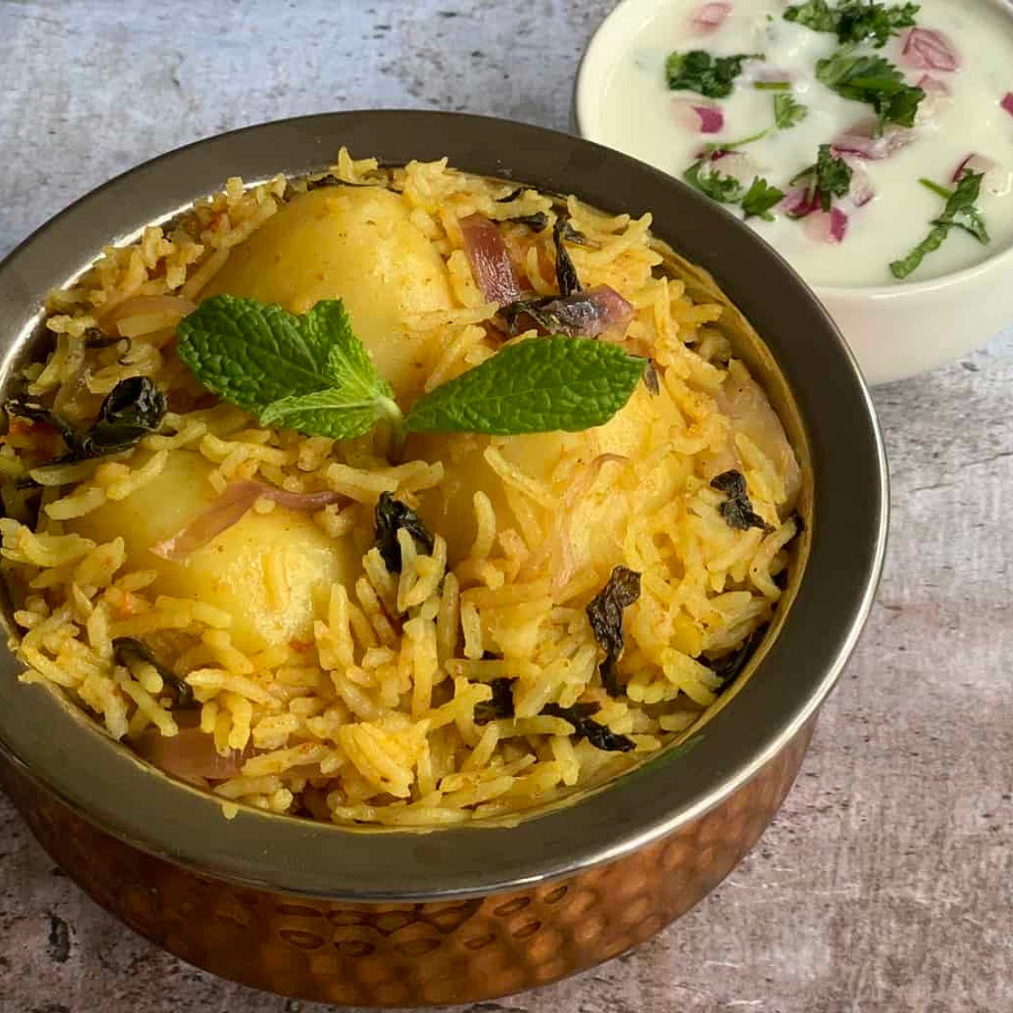 6. Potato Biryani and Cucumber Raita