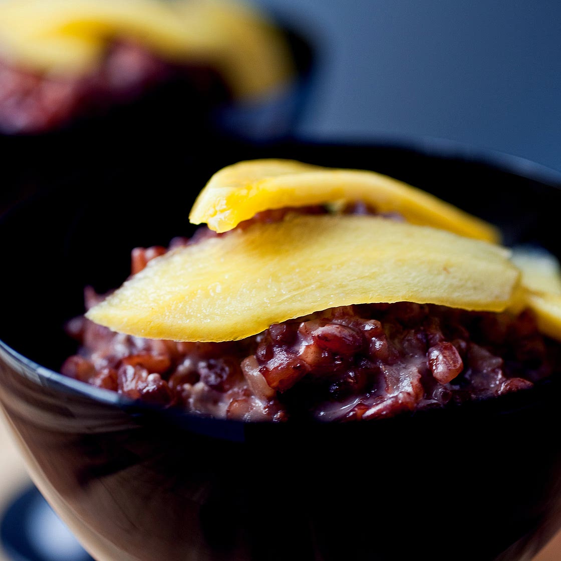 Red Coconut Rice Pudding With Mango