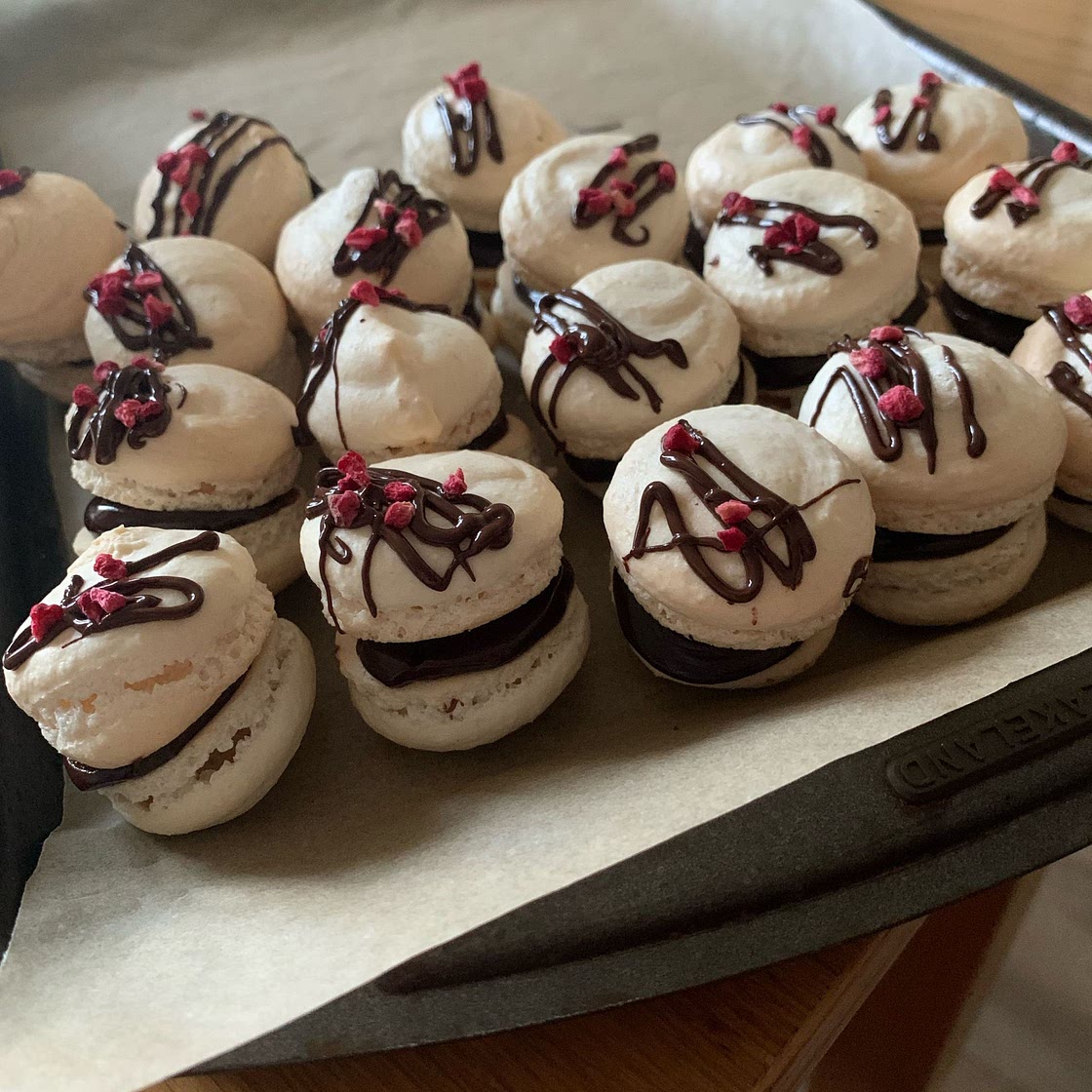 Chocolate Raspberry Macarons with Chambord