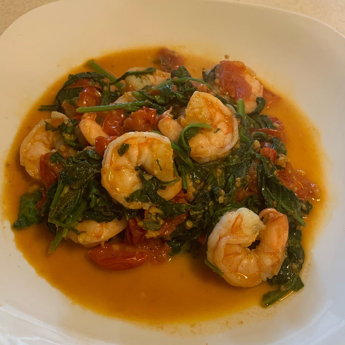 Sautéed Shrimp with Spinach & Tomatoes