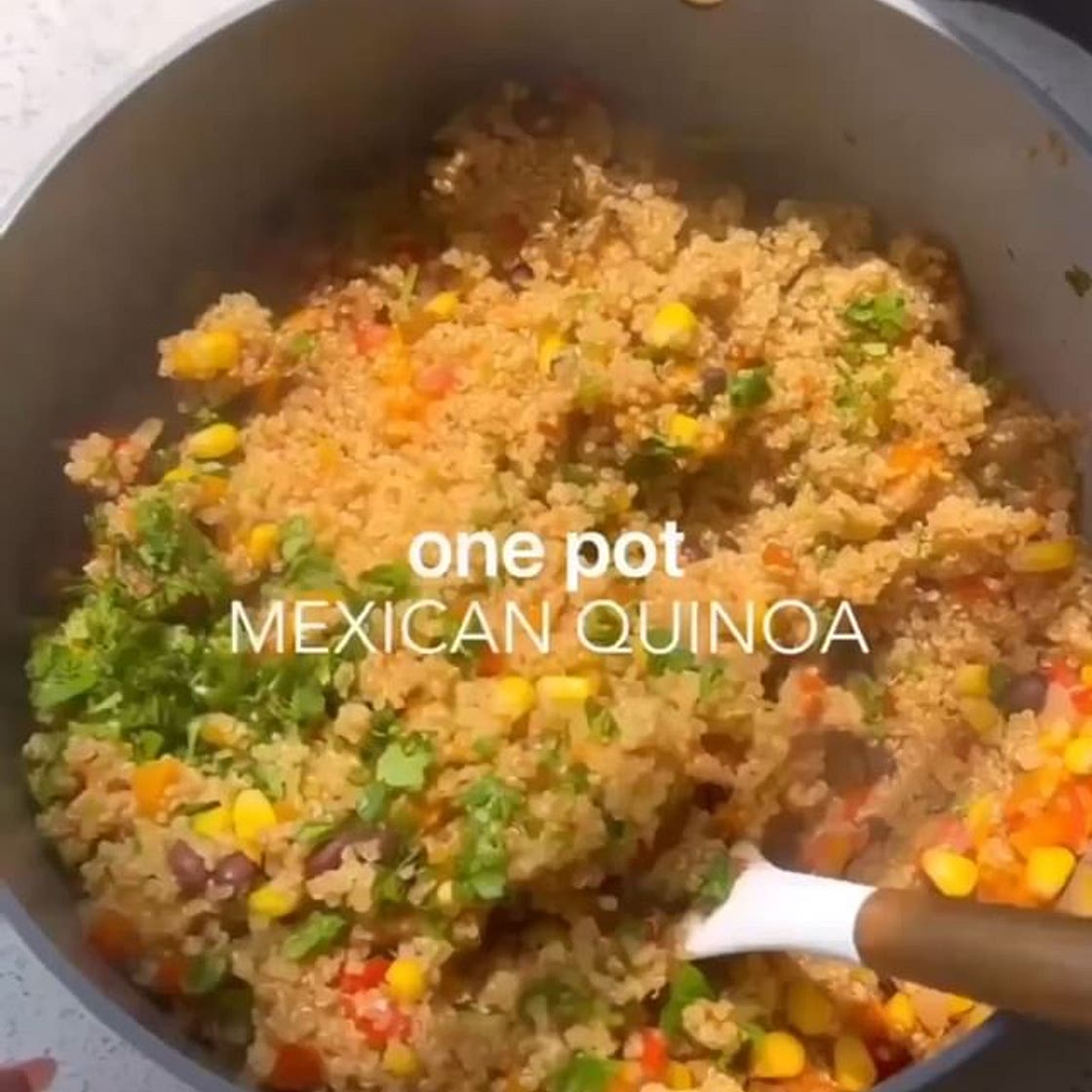 If you want to go vegan but have no idea where to start, then this ‘’1 Month Vegan Challenge’’ includes everything you need 👉 Link in BIO — Please Support &amp; Follow my new account . bookmark this ONE-POT MEXICAN INSPIRED QUINOA (15 minute dinner idea)!