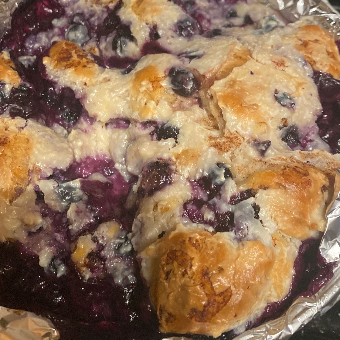 Blueberry-Lemon Cinnamon Roll Breakfast Bake