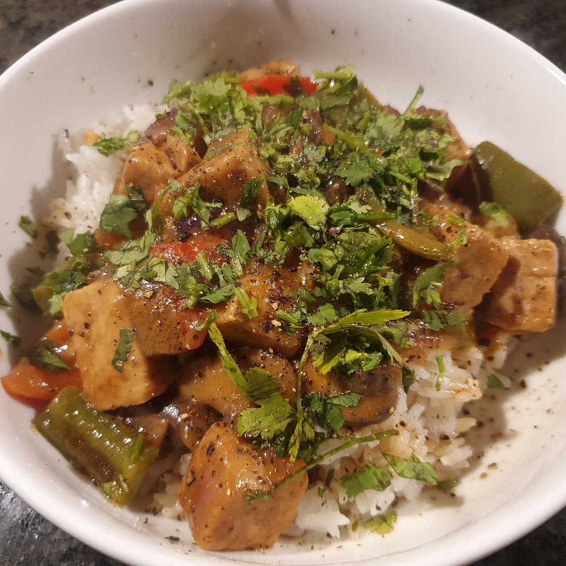 Tempeh in Creamy Mushroom Coconut Sauce