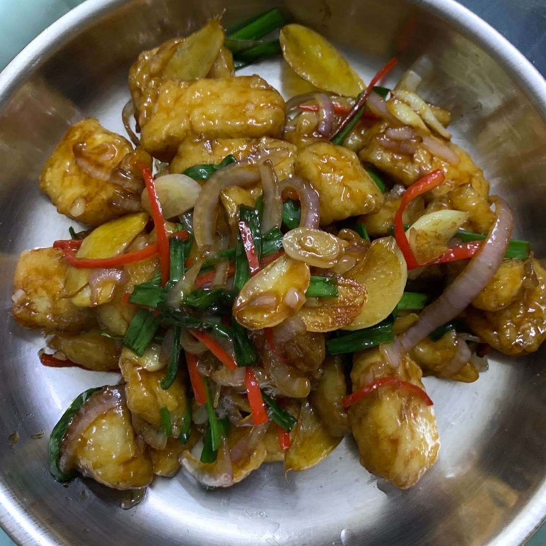 Fish Block with Onions 