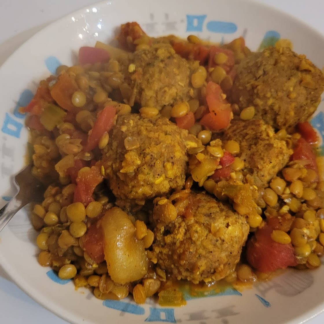 Moroccan Lentils with Turkey Meatballs