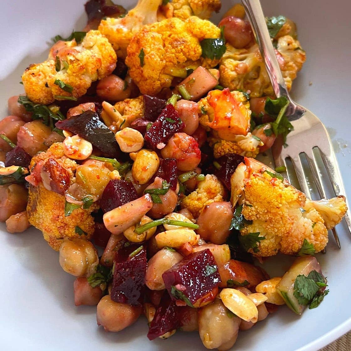 Beet Cauliflower Chickpea Salad