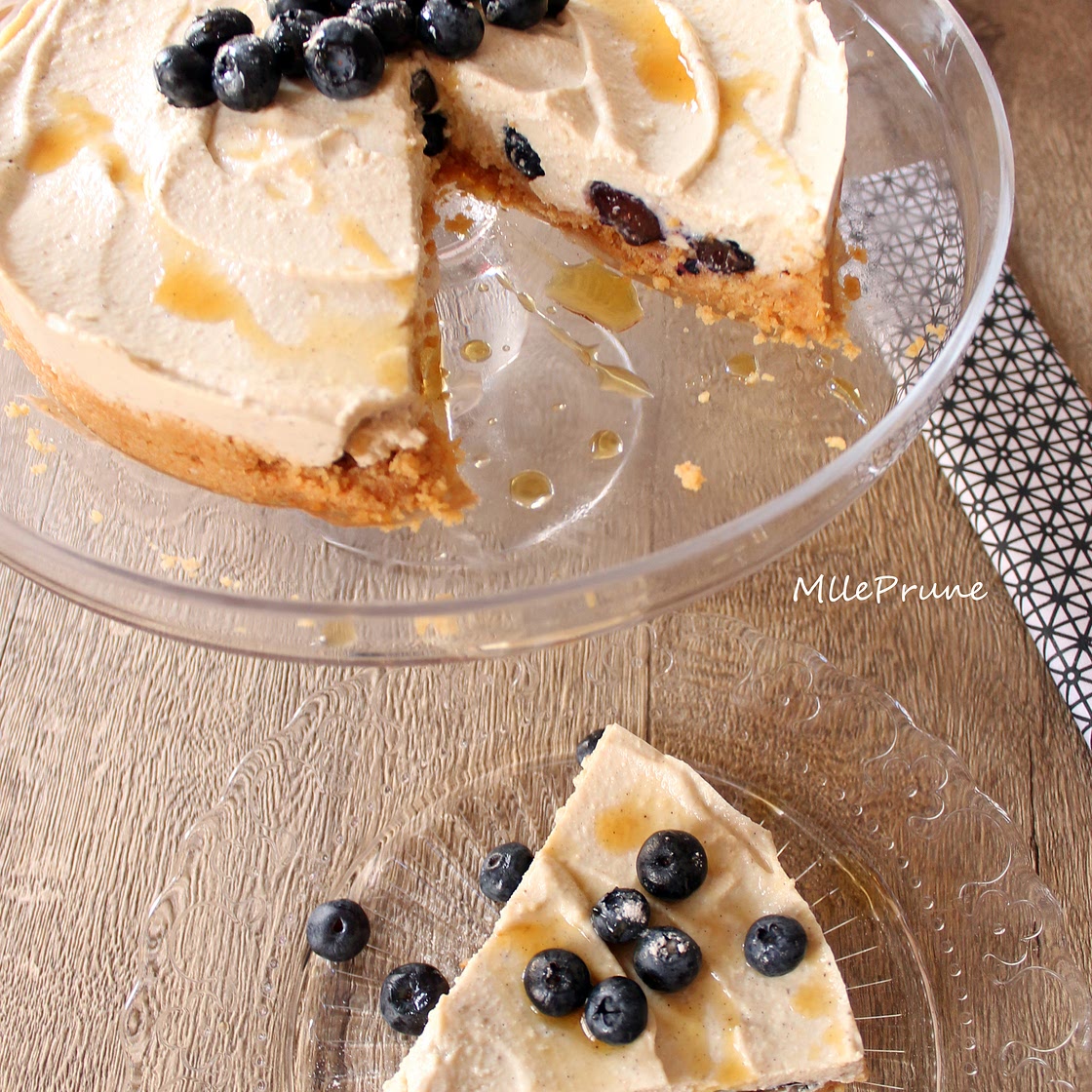 Cheesecake VEGAN  aux myrtilles et sirop d’érable vegan