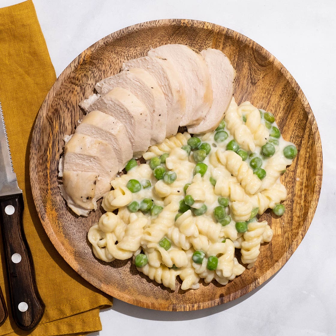 Alfredo Chicken Pasta Bake with Peas