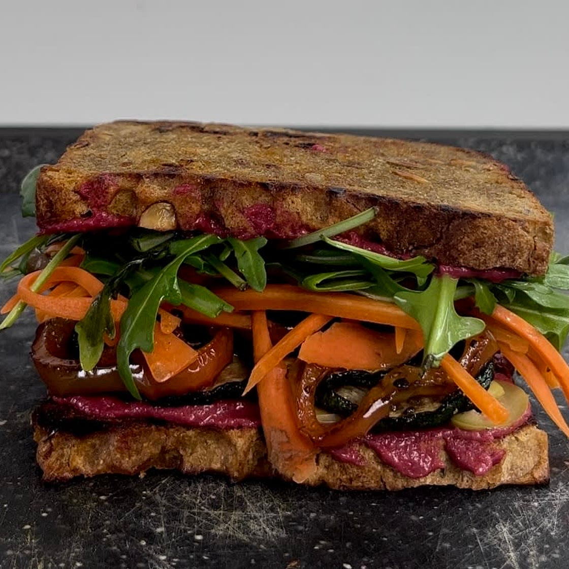Mediterranean hummus veggie sandwich