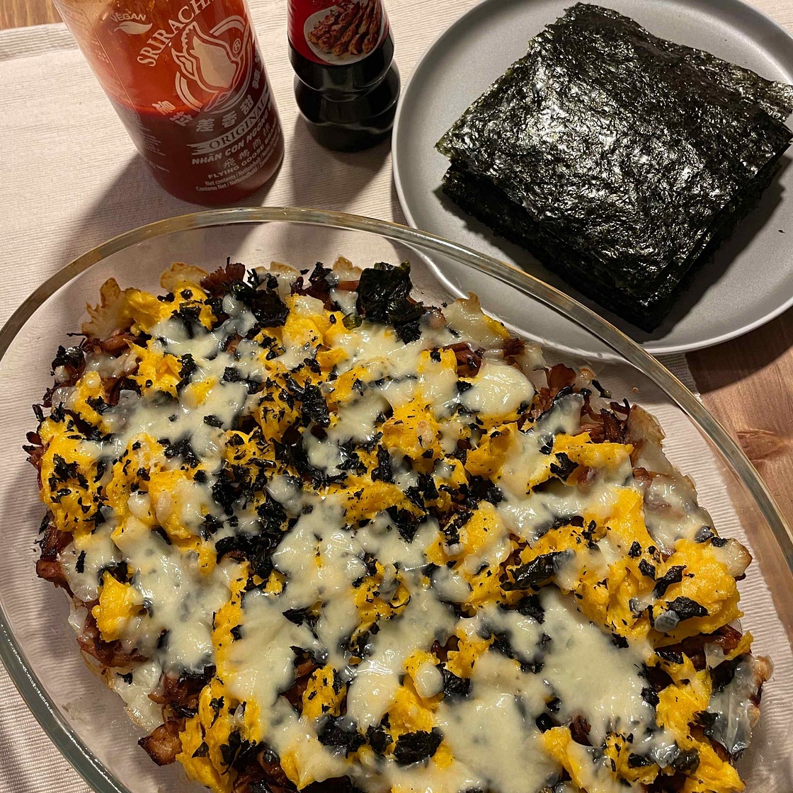 Cheesy Chicken Teriyaki Sushi Bake