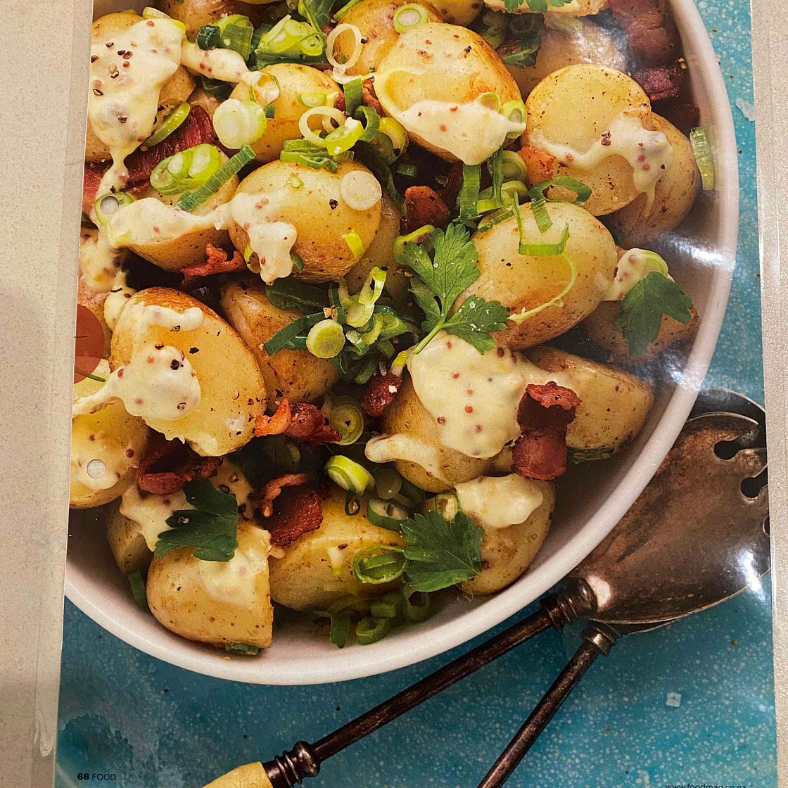 Warm Potato Salad with Mustard Creme Fraiche Dressing