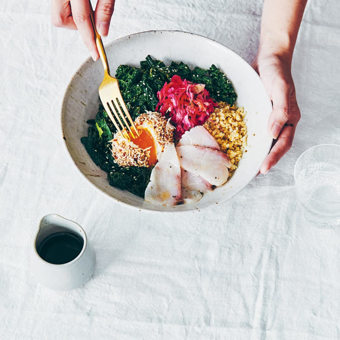Kingfish Ceviche, Spiced Coconut & Tamarind Egg Bowl