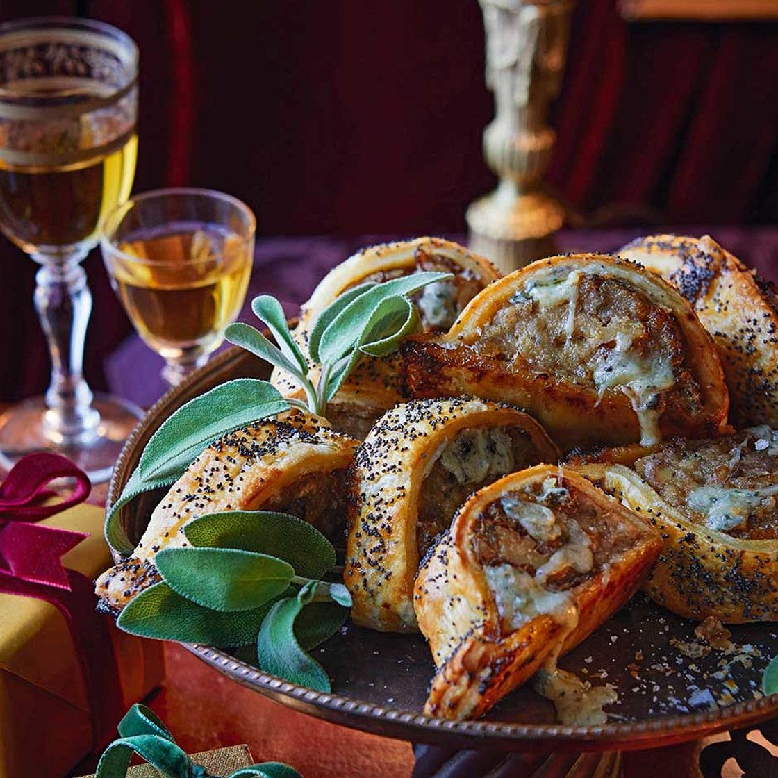 Stilton and sage sausage rolls