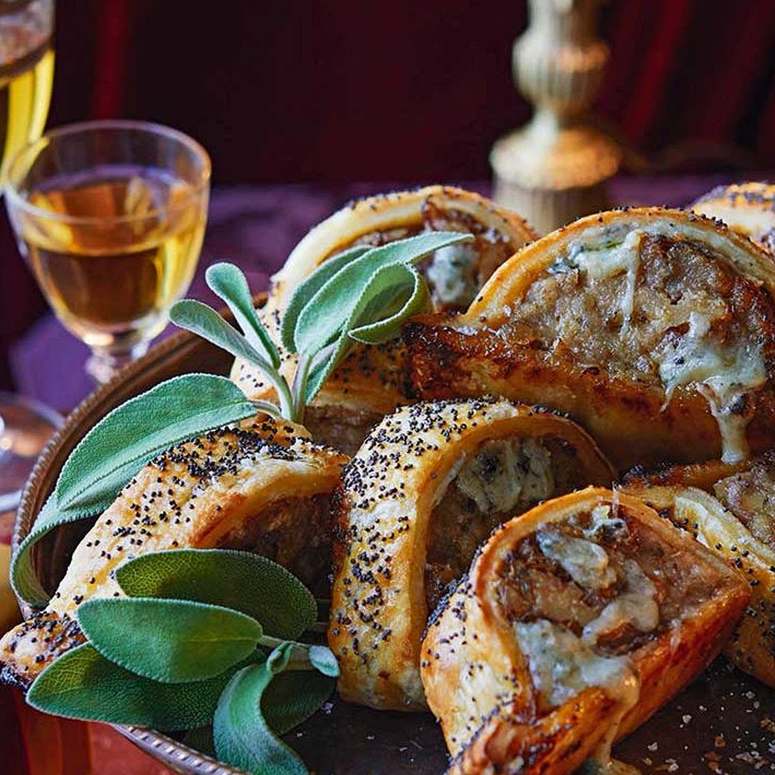 Stilton and sage sausage rolls