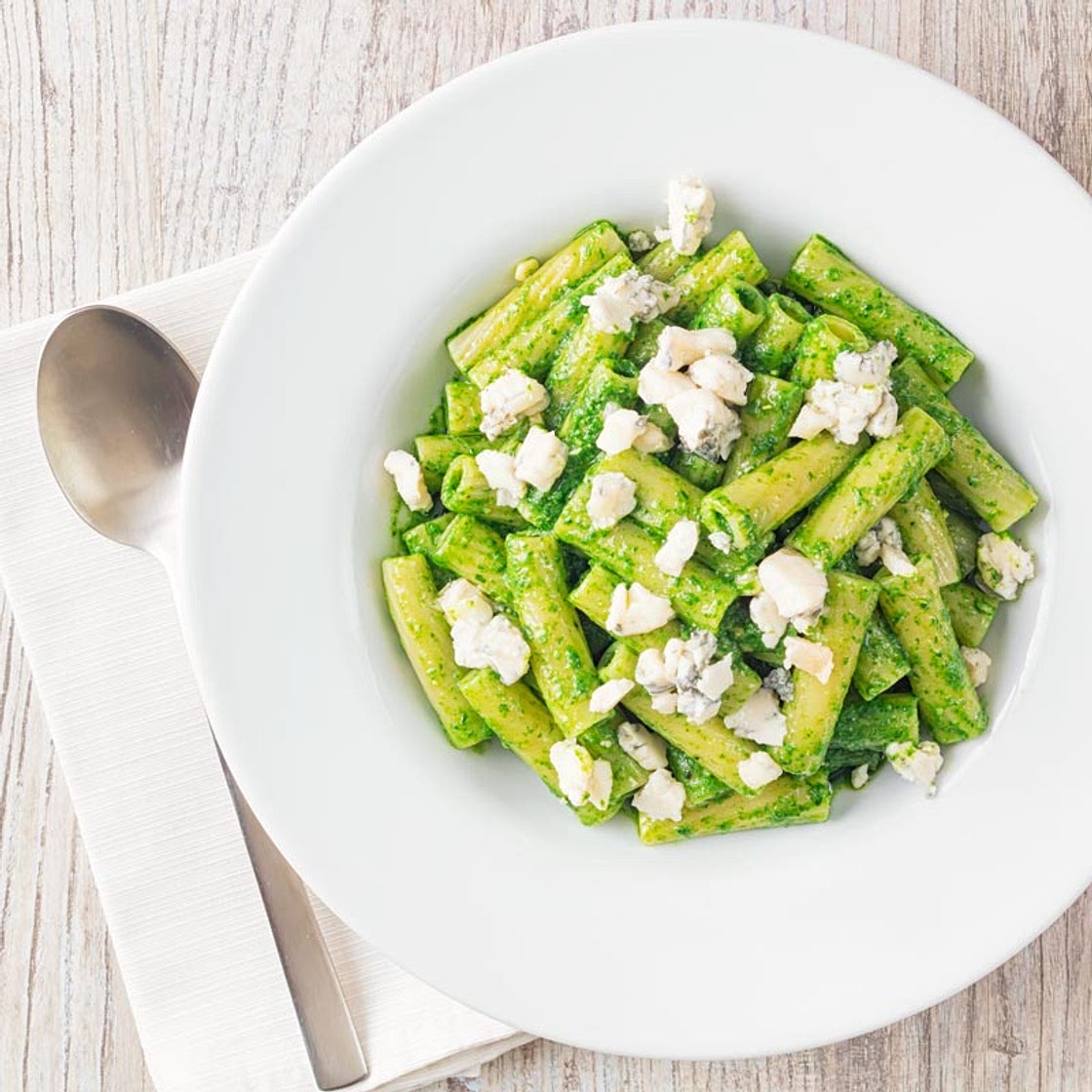 Wild Garlic Pesto Pasta with Gorgonzola Cheese