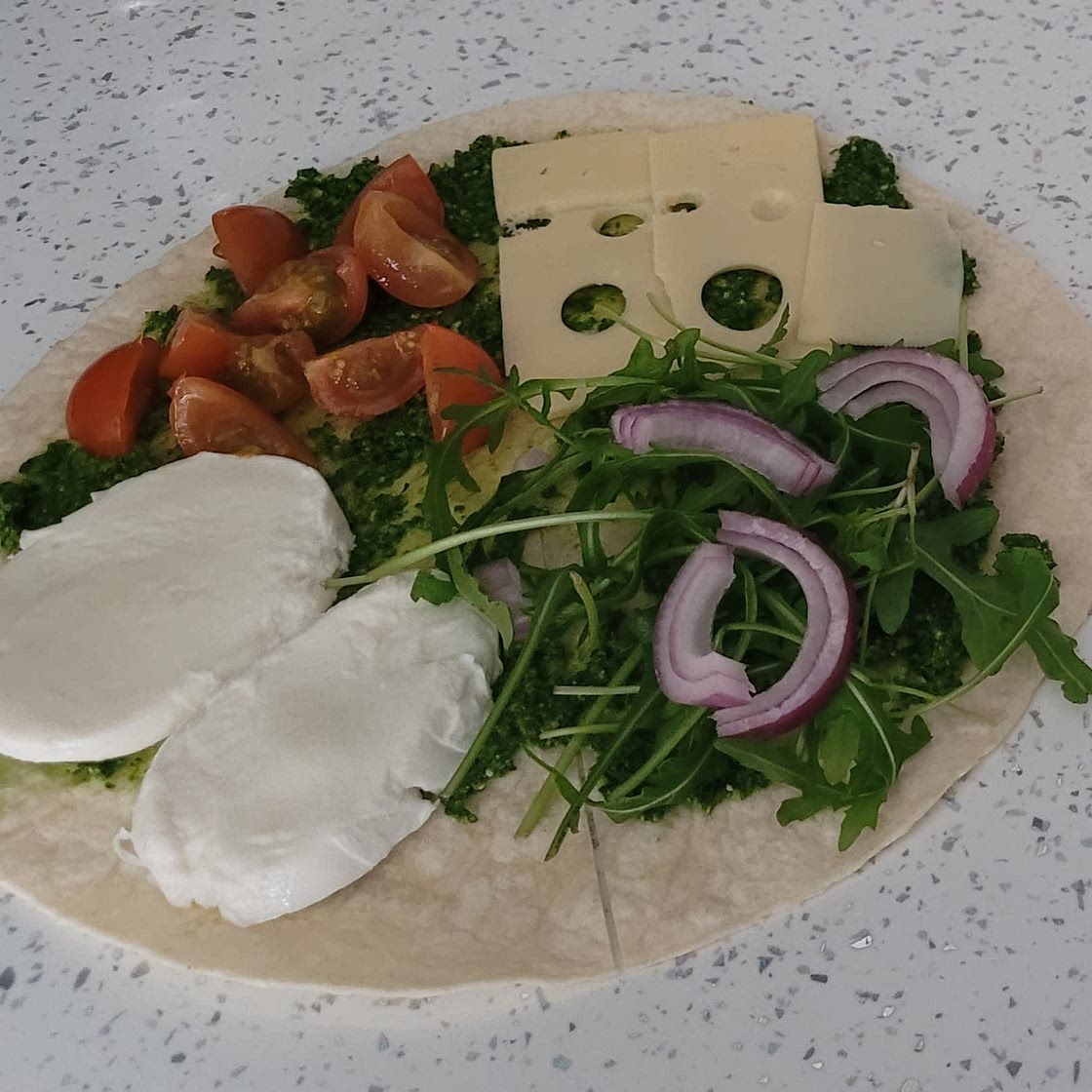 Air Fryer Wraps with Mozzarella & Pesto (Folded Tik Tok Style)