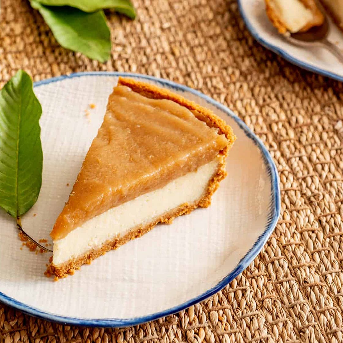 Vanilla, ricotta cheesecake and guava paste tart