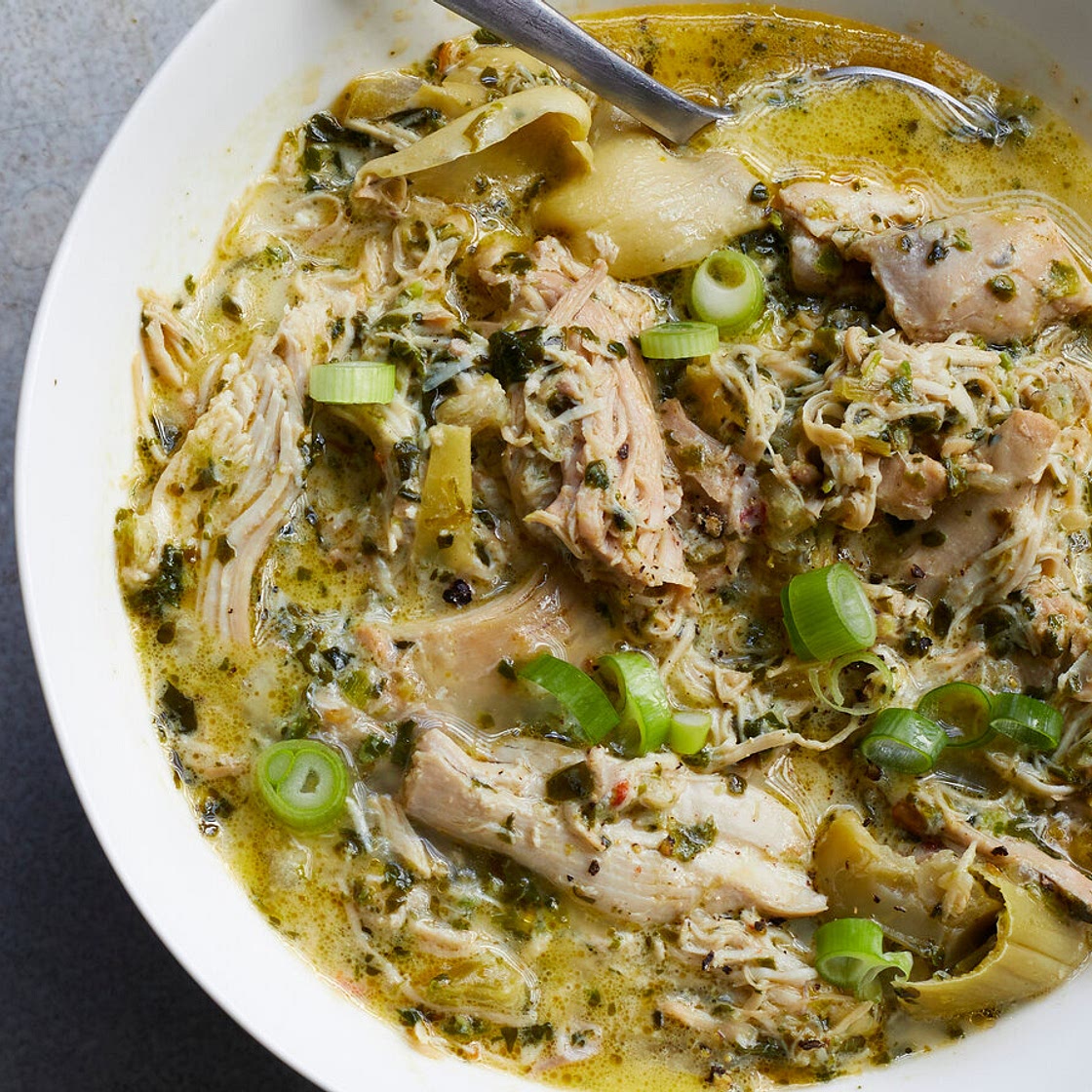 Creamy Spinach-Artichoke Chicken Stew