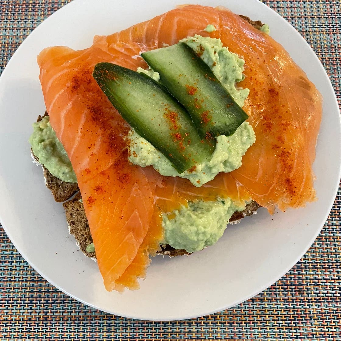 Avocado on toast with smoked salmon