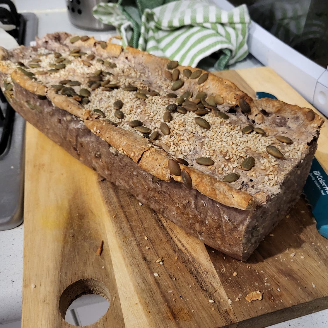Bread loaf with seeds and walnuts