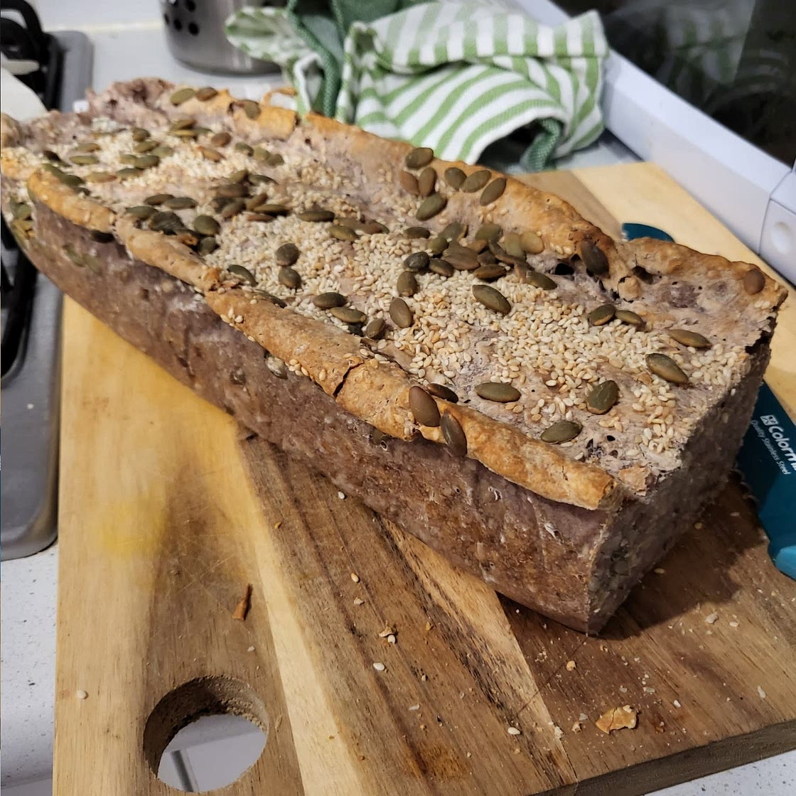 Bread loaf with seeds and walnuts