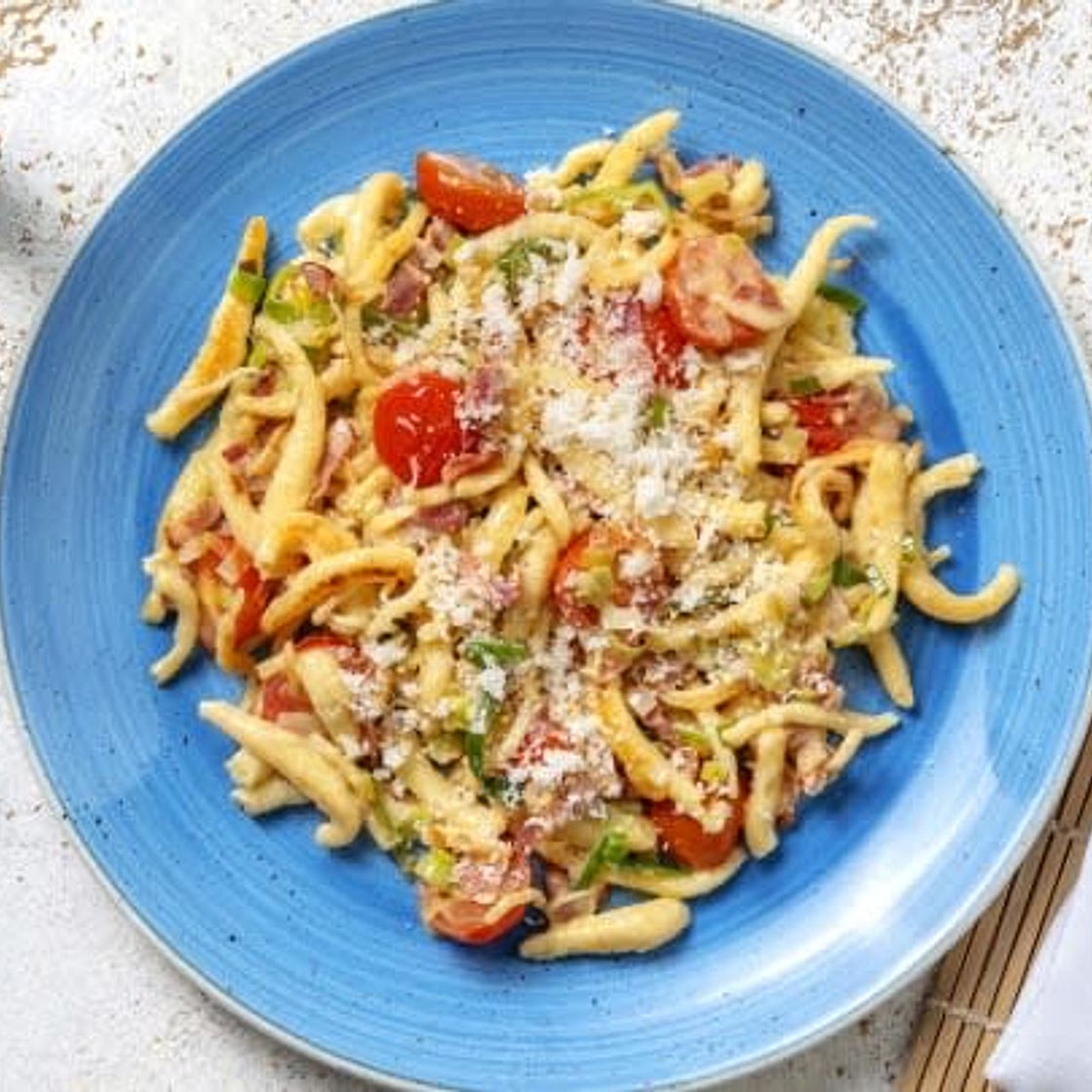 Frische Eierspätzle mit Bacon