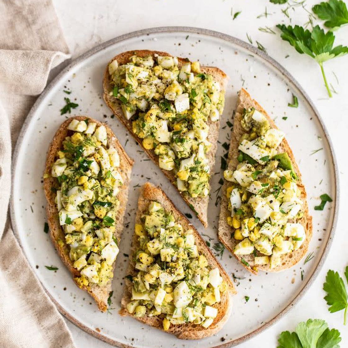 Avocado with eggs salad