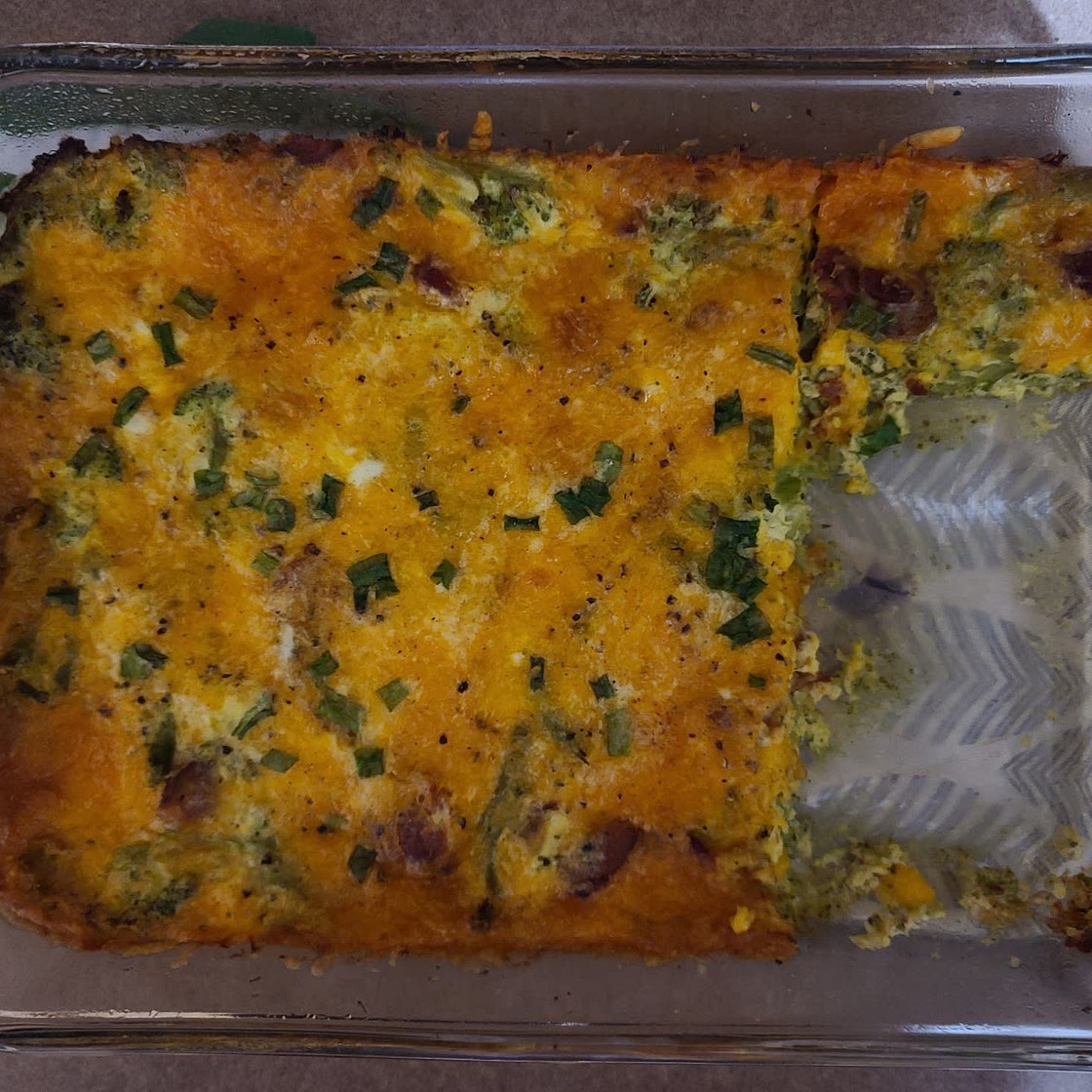 Bacon Broccoli Cheddar Crustless Quiche