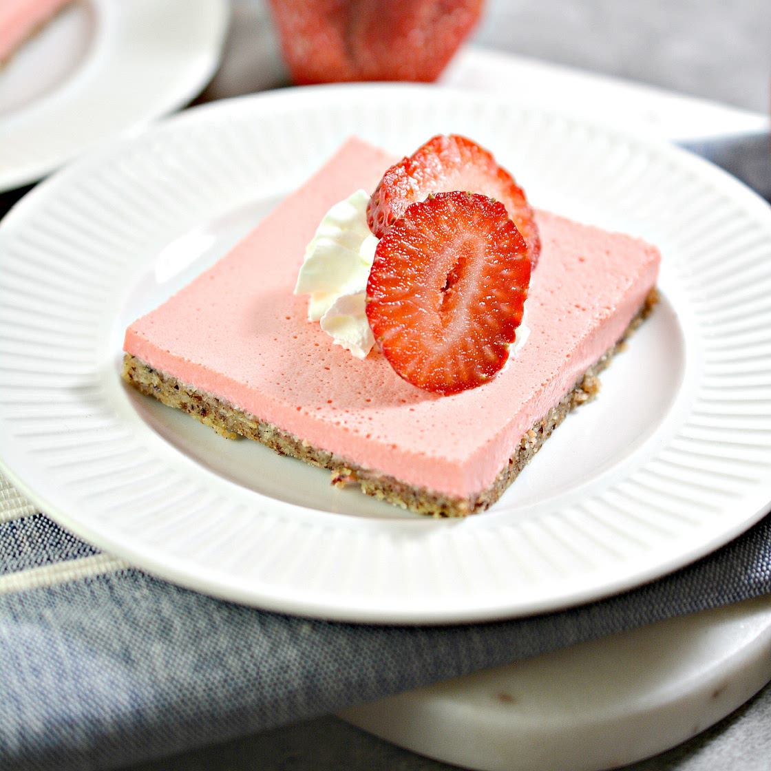 Keto Strawberry Jello Cheesecake Bars