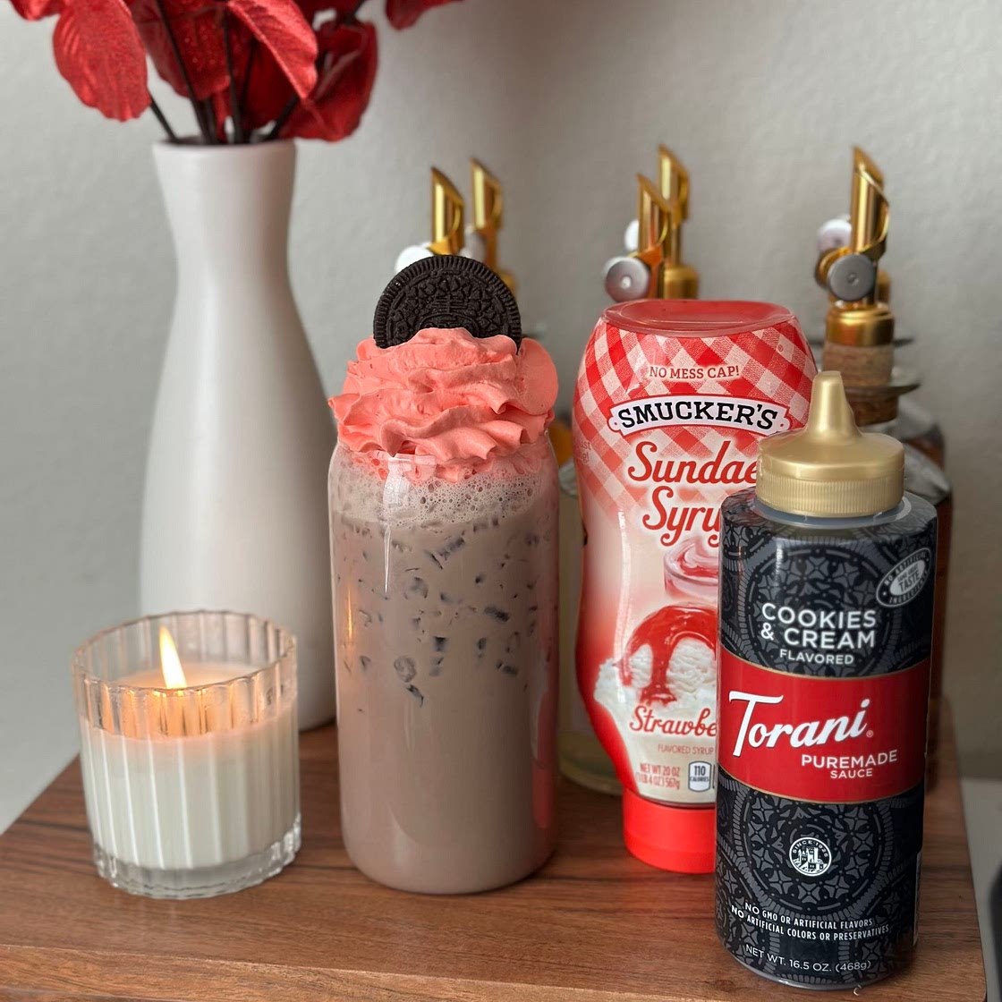 Strawberry Oreo Iced Latte