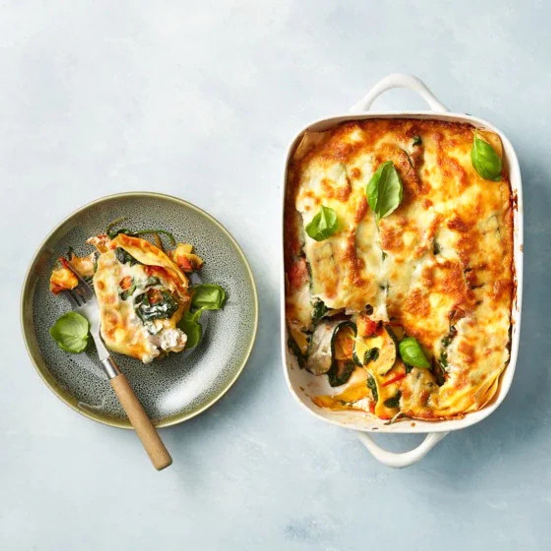 Lasagne met spinazie, courgette en ricotta