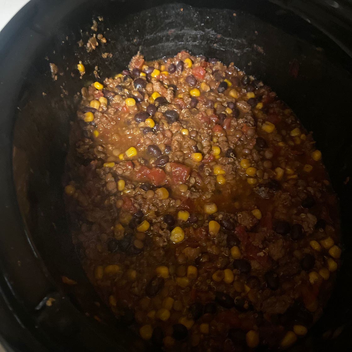 CrockPot Black Bean Lentil Quinoa Chili