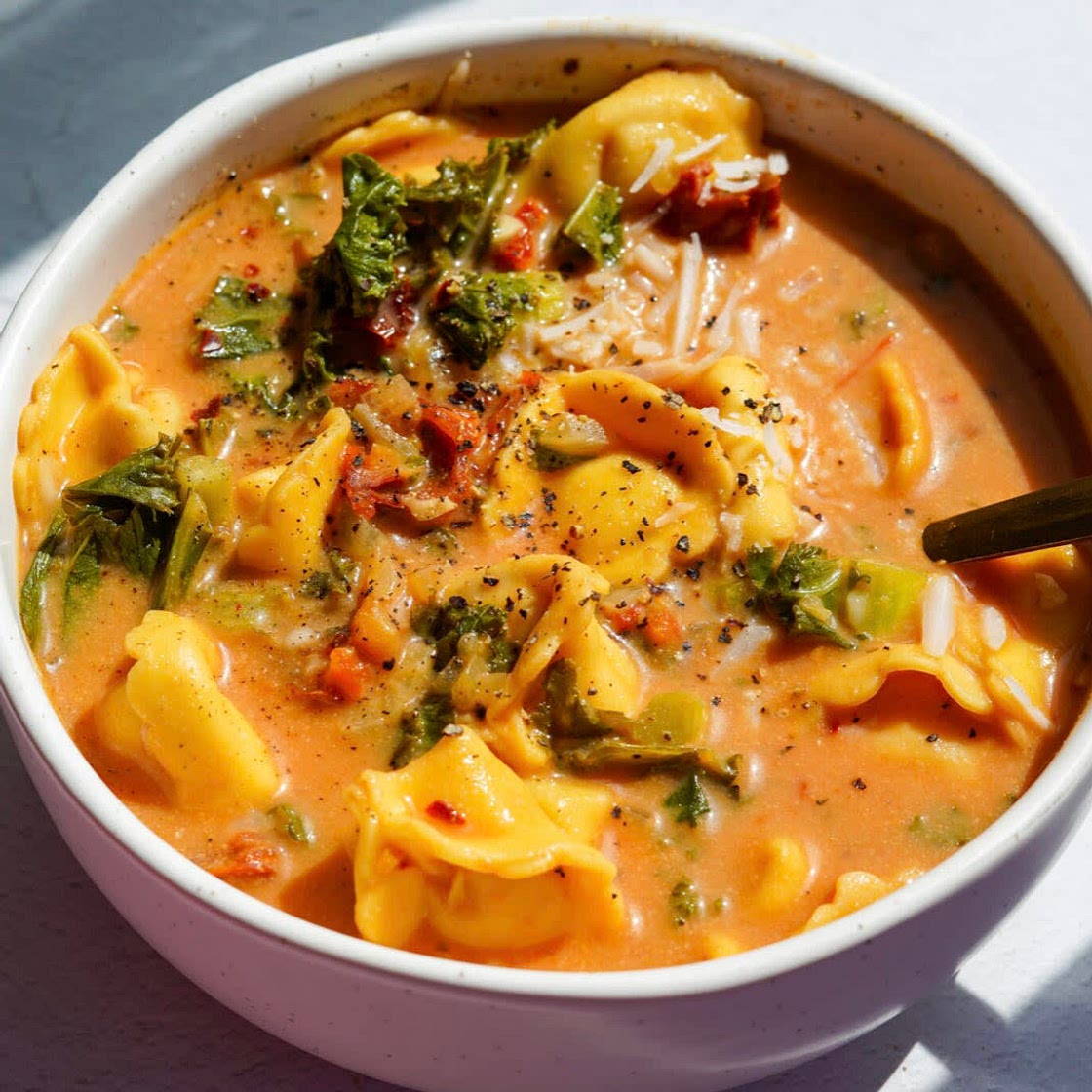 Vegan tortellini soup