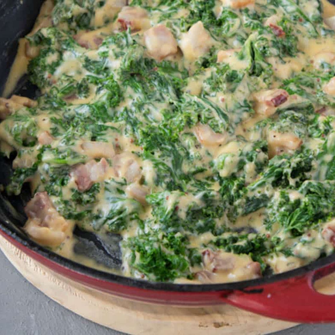 Stovetop Creamy Kale and Bacon Recipe