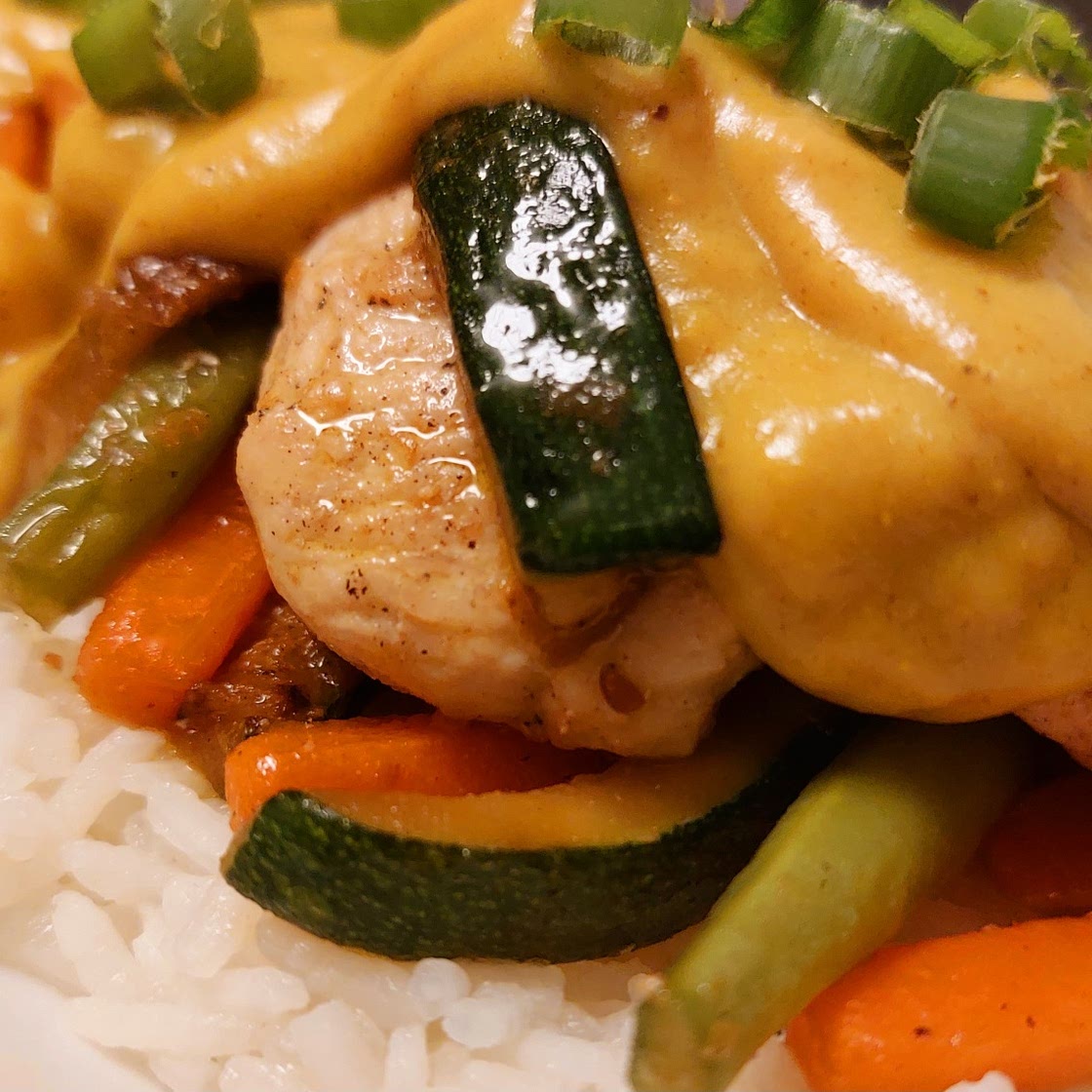 Chicken curry - Carrots, green beans and zucchini