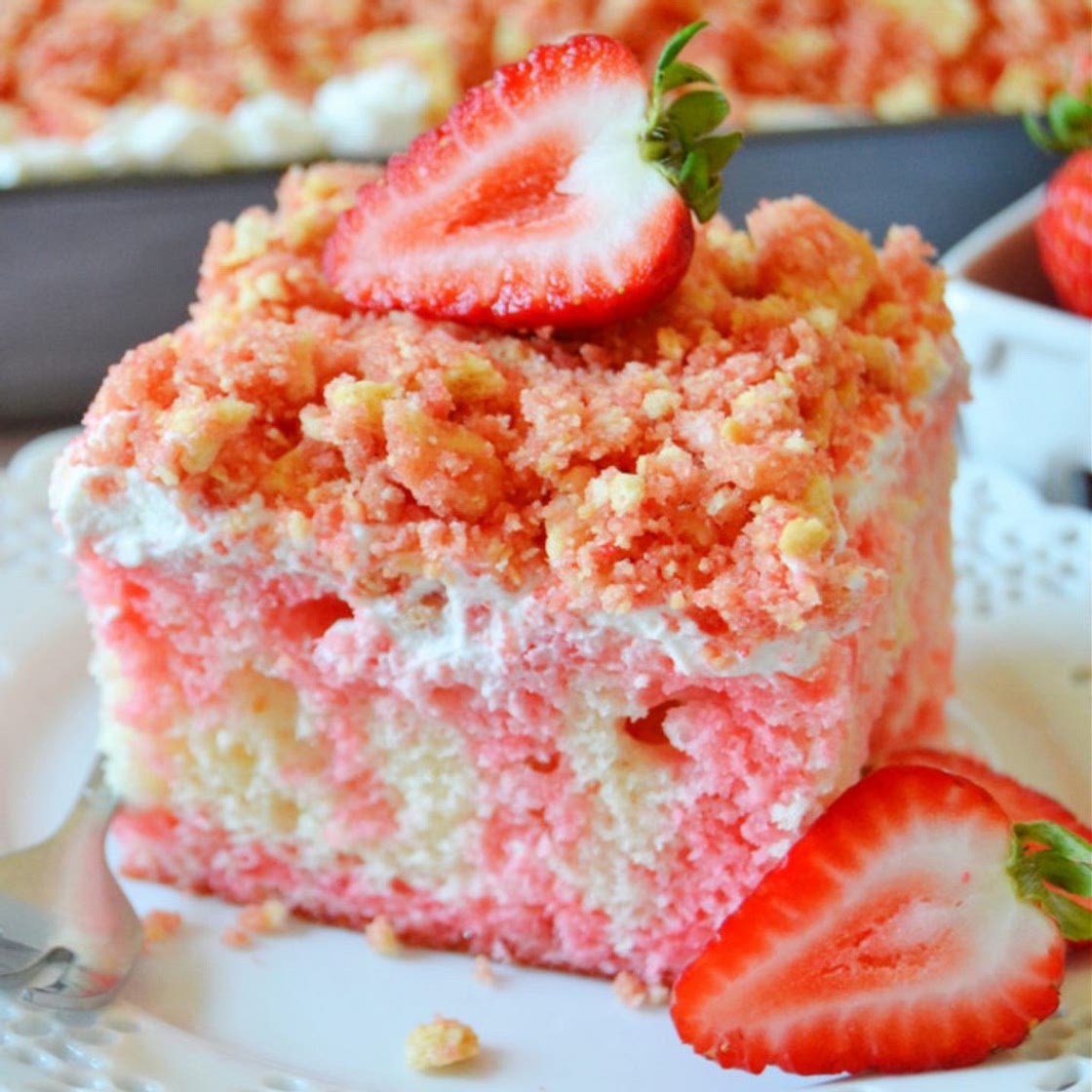 Strawberry Crunch Poke Cake Recipe