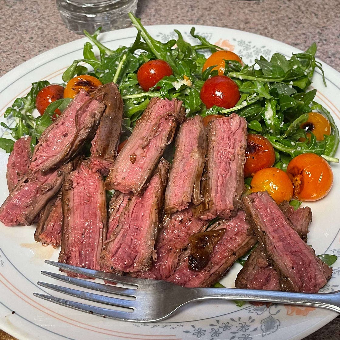 Steak & Arugula Salad with Lemon Parmesan Dressing