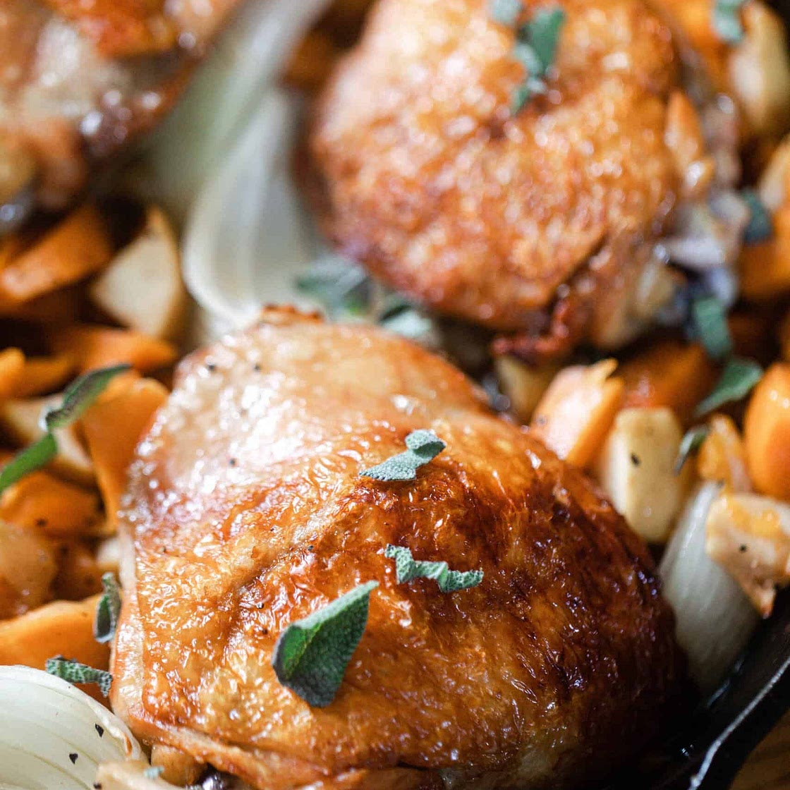 Maple Roasted Chicken With Sweet Potatoes And Apples