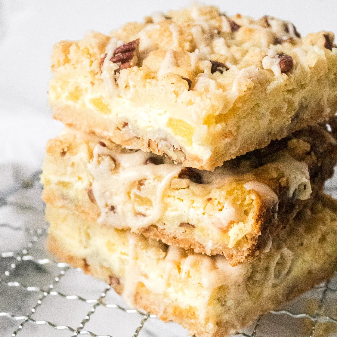 Pineapple Bars with Cream Cheese and Coconut Drizzle
